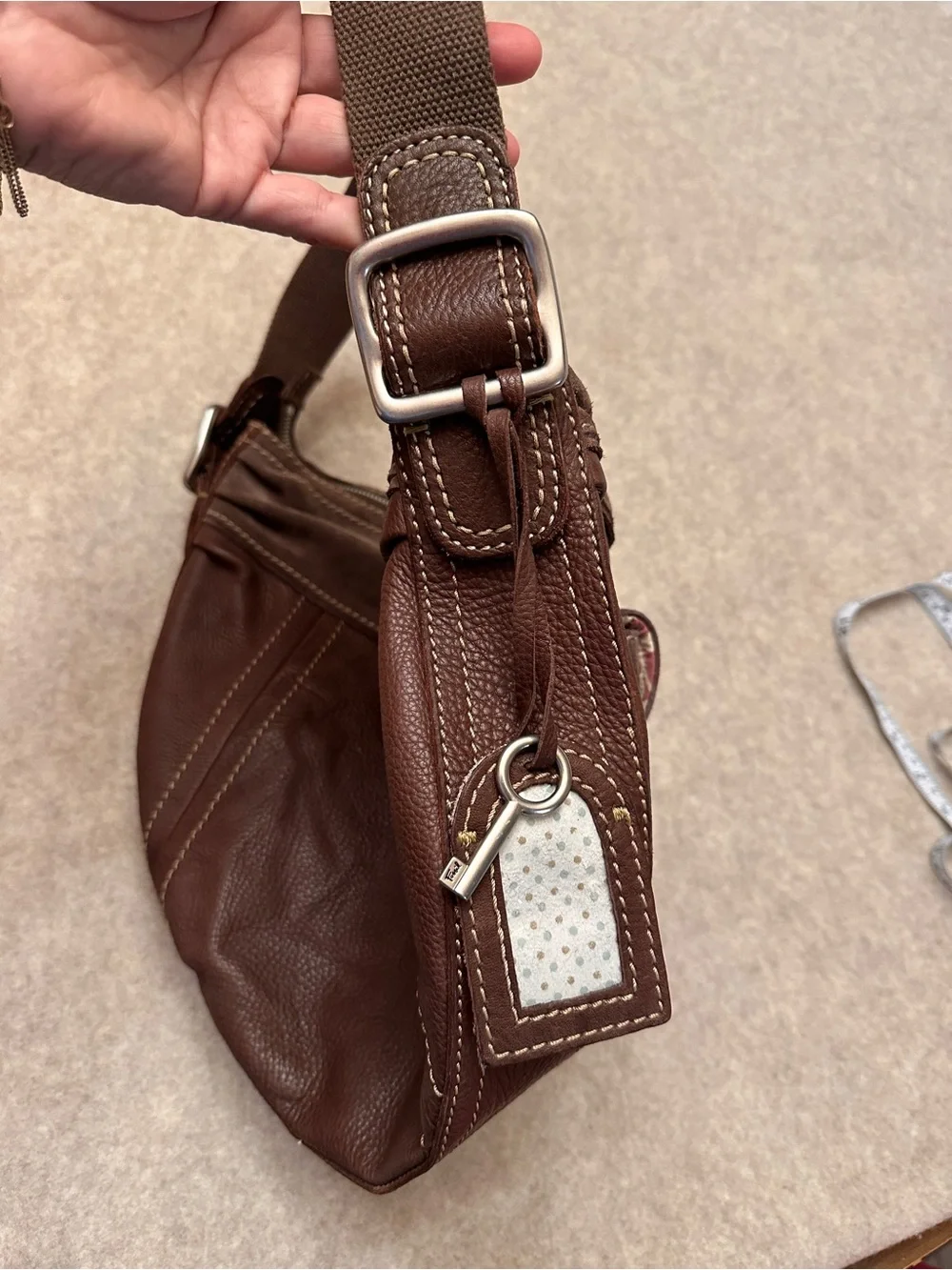 Fossil Vintage Y2K Brown Leather Suede Hobo Shoulder Bag Purse